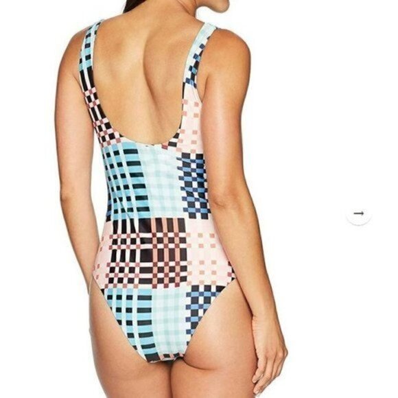 MINKPINK Penelope One Piece Swimsuit Small Tie Front Cutout Check NWT Swim - Picture 7 of 7